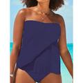 Women's Swimwear Tankini Swimsuit Detachable Strap Backless 2 Piece Pure Color Vacation Beach Wear Bathing Suits