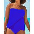 Women's Swimwear Tankini Swimsuit Detachable Strap Backless 2 Piece Pure Color Vacation Beach Wear Bathing Suits