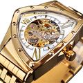 FORSINING Men Mechanical Watch Luxury Fashion Irregular Analog Wristwatch Skeleton Automatic Mechanical Watch Automatic Self-winding Waterproof Stainless Steel Watch