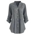 Women's Lace Shirt Shirt Tunic Shirts Blouse Solid Color Floral Florals Party Casual Daily Black White Wine Lace Lace Trims Crochet Long Sleeve Elegant Vacation Ladies Shirt Collar Regular Fit Spring