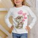 Kids Girls' T shirt Long Sleeve 3D Print Animal Cat White Black Gray Children Tops Fall Winter Active Sports Fashion Outdoor Daily Indoor Regular Fit 3-12 Years