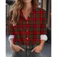 Women's Shirt Blouse Plaid Casual Button Print Black Long Sleeve Daily Basic Shirt Collar Fall Winter