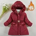 Kids Girls' Down Coat Solid Color Active Zipper School Coat Outerwear 3-10 Years Spring Button pearl black Button Pearl Rouge Color Button Pearl Burgundy