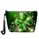 Women's Makeup Bag Pen Bag Wristlet Cosmetic Bag PU Leather Daily Holiday St. Patrick's Day Print Large Capacity Lightweight Durable Clover Light Green Dark Green Green