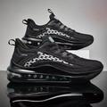 Men's Sneakers Running Shoes Air Cushion Cushioning Breathable Light Soft Running Road Running Rubber Knit Spring Fall Black White Blue Black
