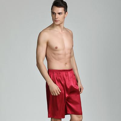 Men's Sleepwear Silk Boxers Pajama Shorts Pure Color Casual Home Bed Faux Silk Satin Breathable Shorts Summer Silver Pure black