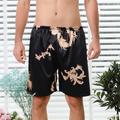 Men's Sleepwear Silk Boxers Pajama Shorts Pure Color Casual Home Bed Faux Silk Satin Breathable Shorts Summer Silver Pure black