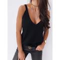 Women's Tank Top Going Out Tops Concert Tops Black White Yellow Plain Sleeveless Casual Daily Basic Casual V Neck Regular S