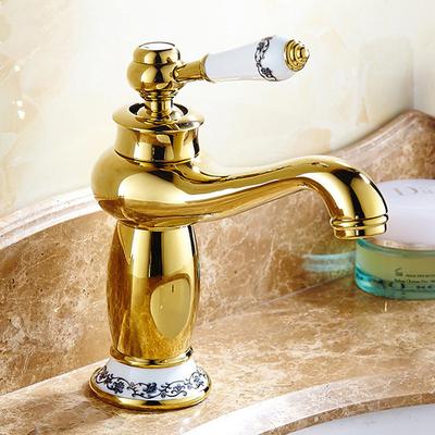 Bathroom Sink Faucet,Single Handle One Hole Brass Standard Spout,Brass Vintage Bathroom Sink Faucet Contain with Hot and Cold Water