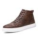 Men's Sneakers Leather Shoes British Style Plaid Shoes Dressy Sneakers Casual British Preppy Daily Leather Breathable Comfortable Slip Resistant Lace-up Black White Brown Spring Fall