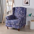 1 Set of 2 Pieces Stretch Wingback Chair Cover Floral Printed Wing Chair Slipcovers Spandex Fabric Wingback Armchair Covers with Elastic Bottom for Living Room Bedroom Decor