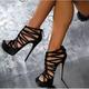 Women's Heels Sandals Stilettos Platform Sandals Solid Colored Platform High Heel Stiletto Peep Toe PU Zipper Black