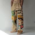 One Piece Monkey D. Luffy Linen Pants Straight Trousers Baggy Pants Anime Elastic Drawstring Design Front Pocket Pants For Men's Adults' 3D Print Yoga Daily