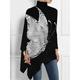 Women's Plus Size Shirt Blouse Butterfly Star Casual Silver Black White Print Asymmetric Long Sleeve Basic Turtleneck High Neck Regular Fit Spring Fall