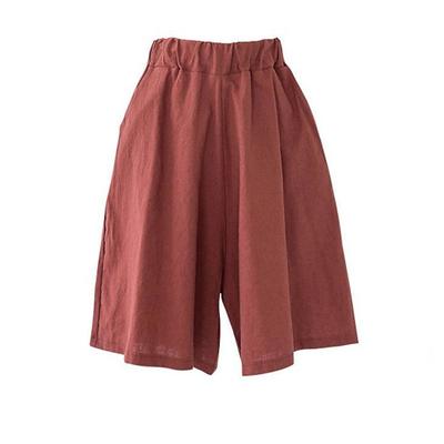 Women's Cotton Linen Shorts Wide Leg Shorts Fashion Knee Length Solid Color Side Pockets Wide Leg Comfort Inelastic Casual Daily Black Red Navy Blue Green Loose Fit