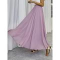 Women's Skirt Swing Long Skirt Maxi High Waist Skirts Layered Solid Colored Street Daily Summer Polyester Fashion Casual Apricot Black White Red