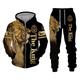 Men's Tracksuit Full Zip Hoodie Hoodies Set Black White Purple Brown Brown 2 Hooded Graphic Lion Zipper 2 Piece Sports Outdoor Casual Sports 3D Print Streetwear Designer Basic Spring Fall Clothing