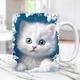 3D Print Kittens Hole In A Wall Mug, Ceramic Coffee Cat Mug 3D Novelty Cat Mugs Cat Lovers Coffee Mug Cat Club Cup White Ceramic Mug Gifts For Men Women