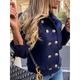 Women's Casual Jacket Button Down Spring Jacket Heated Jacket Outerwear Long Sleeve Fall Navy S