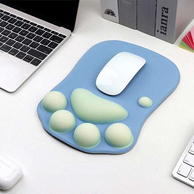 Ergonomic 3D Mouse Pad with Wrist Support Cute Cat Paw Soft Comfortable Silicone Wrist Rest Mice Mat Anti-Slip Wrist Pad for Computer Office Computer Game