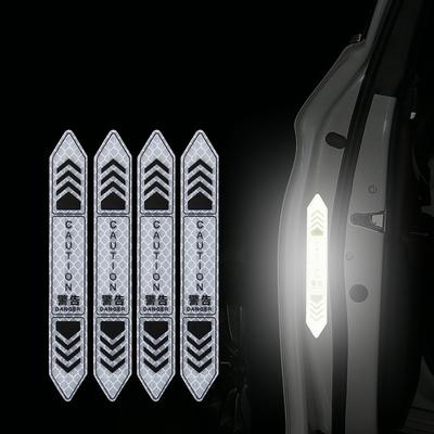 4 Pcs Car Door Warning Stickers Night Visibility Reflective Tape Door Stickers Decorative Stickers Car Body Reflective Strip Car Accessories