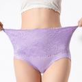 Women's Brief Underwear 1 PC Underwear Fashion Simple Sexy Lace Hole Flower Polyester High Waist Sexy Black Purple Pink M L XL