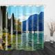 Bathroom Shower Curtain Set Beach sea View Print Waterproof Fabric Shower Curtain Liner for Bathroom Covered Bathtub Curtains Liner Includes with Hooks