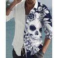 Men's Shirt Butterfly Graphic Prints Portrait Feather Turndown Red / White Green / Black White Blue White Black / Crystal Outdoor Street Long Sleeve Print Button-Down Clothing Apparel Fashion