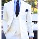 White Men's Wedding Suits Solid Colored 3 Piece Daily Business Casual Plus Size Single Breasted Two-buttons 2024