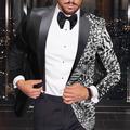 Men's Fashion Disco Sequin Blazer Jacket Leopard Blazer Plus Size Regular Tailored Fit Single Breasted One-button Black Gold Silver Red Royal Blue 2024
