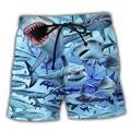 Men's Board Shorts Swim Shorts Swim Trunks Drawstring with Mesh lining Elastic Waist Shark Graphic Prints Quick Dry Short Casual Daily Holiday Hawaiian Boho Army Green Navy Blue Micro-elastic