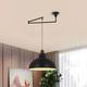 LED Pendant Light Industrial Pendant Light Fixture Swing Arm Hanging Light, Adjustable Dome Ceiling Pendant Light for Dining Room Living Room in Black/White