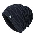 Men's Beanie Hat Winter Hats Cap Knit Cuffed Black Wine Acrylic Fibers Knitted Fleece Fashion Traditional / Classic Outdoor clothing Casual Daily Plain Warm