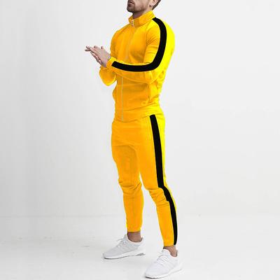 Men's Tracksuit Sweatsuit 2 Piece Athletic Winter Long Sleeve Thermal Warm Breathable Moisture Wicking Fitness Running Jogging Sportswear Activewear Color Block Black Yellow Army Green