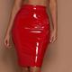 Women's Skirt Bodycon Knee-length Skirts Butt Lift Solid Colored Street Vacation Winter Faux Leather Leather Fashion Sexy Black Red
