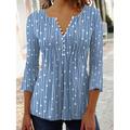 Women's Plus Size Shirt Tunic Henley Shirt Tunic Shirts Polka Dot Striped Casual Daily Red Blue Green Print Flowing tunic Long Sleeve Elegant Boho V Neck Regular Fit Spring Fall