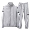 Men's Tracksuit Sweatsuit 2 Piece Street Winter Long Sleeve Thermal Warm Breathable Soft Fitness Gym Workout Running Sportswear Activewear Color Block Light gray (HT026) White Black / Hoodie / Casual