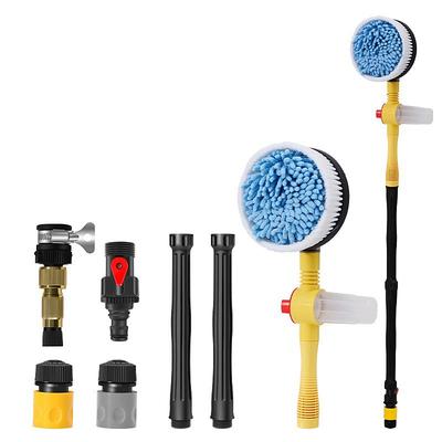 Car Wash Brush Cleaning Kit 360 Spin Car Mop Microfiber Car Cleaning Brush Detachable Extendable Scrub Brush Garden Hose Spray Nozzle Spray Gun