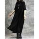 Women's Casual Dress Winter Dress Plain Dress Long Dress Maxi Dress Patchwork Split Outdoor Daily Going out Active Fashion Turtleneck Long Sleeve 2023 Loose Fit Black Wine Gray Color M L XL XXL 3XL