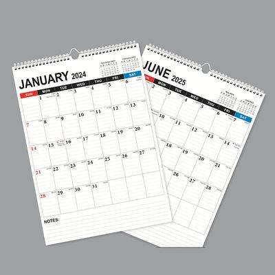 Daily Planner 2024 Wall Calendar 18Months 24Jan-25Jun Office Stationery Agenda Organizer English Calendar Weekly Schedule Coil Calendar