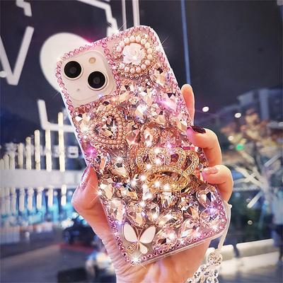 Phone Case For iPhone 16 iPhone 15 iPhone 14 13 12 11 Pro Max Plus Mini Back Cover Bling Glitter Shiny Rhinestone Silica Gel Silicone