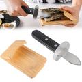 Handmade Oyster Shucking Clamp, Oyster Knife Shucker Set with Oyster Shucker Holders, Wooden Oyster Shucking Clamp Seafood Tools