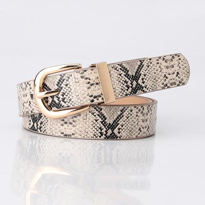 Women's PU Buckle Belt PU Leather Metal Bucke Snake Skin Casual Vintage Retro Work Daily Black White Brown Beige