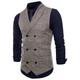 Men's Vest Waistcoat Business Wedding Party Active Smart Casual Spring Fall Polyester Plaid Double Breasted Shirt Collar Slim Brown Light Grey Dark Gray Vest