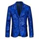 Black Gold Men's Sparkle Paisley Velvet Party Blazer Jacket Regular Tailored Fit Floral Single Breasted Two-buttons Black Gold Red Silver Royal Blue Purple Fuchsia Green 2024