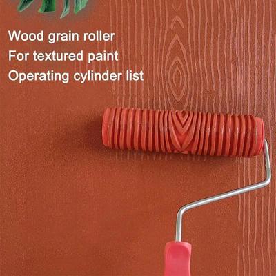 1 Roll Rubber Imitation Wood Grain Pattern Paint Roller, DIY Paint Texture Pigment Printing Wall Painting Roller With Handle, Home Tool