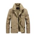 Men's Fleece Jacket Cargo Jacket Sherpa Jacket Outdoor Daily Wear Warm Fall Winter Plain Fashion Streetwear Lapel Regular Khaki Army Green Dark Blue Jacket