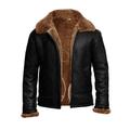 Men's PU Leather Jacket Thick Fleece Jacket Faux Leather Coat Motorcycle Biker Fashion Style Winter Casual Daily Outdoor Work Black Warm Outwear Tops Comfortable