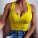 Women's Henley Shirt Tank Top Black White Yellow Plain Sleeveless Party Sports Streetwear Casual Sexy V Neck Regular S