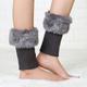 Autumn and Winter Short Style Cuffed Plush Insulation Socks and Boots Cover for Women's Knitted Wool Leg Protectors